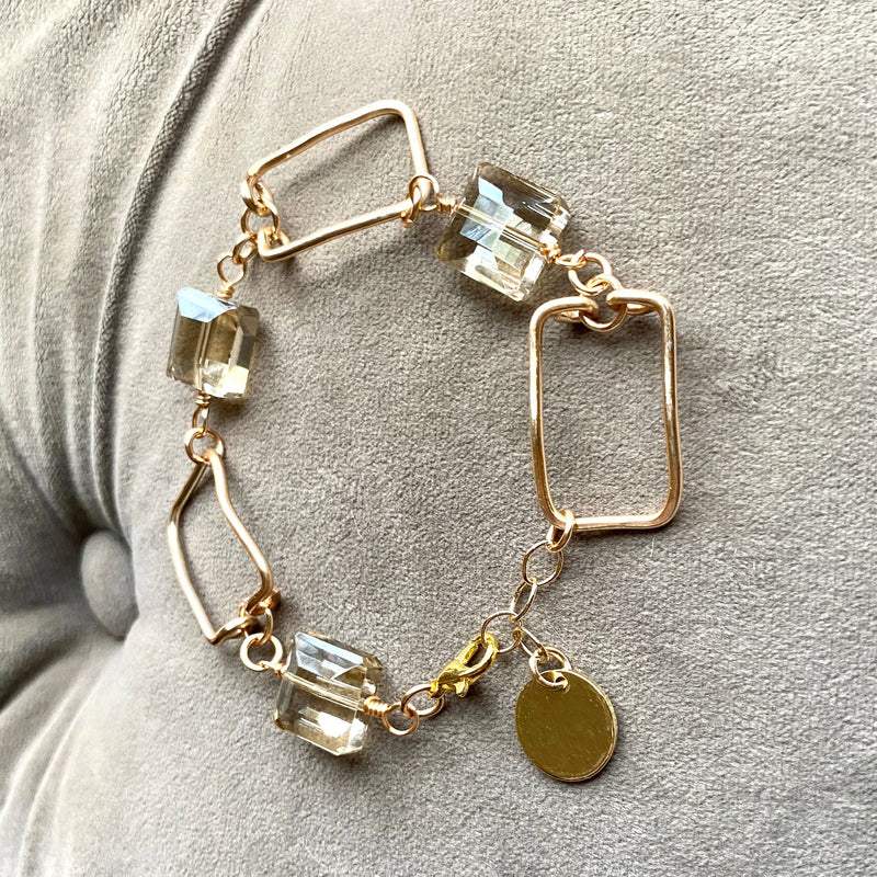 Crystal and Gold Link Bracelet