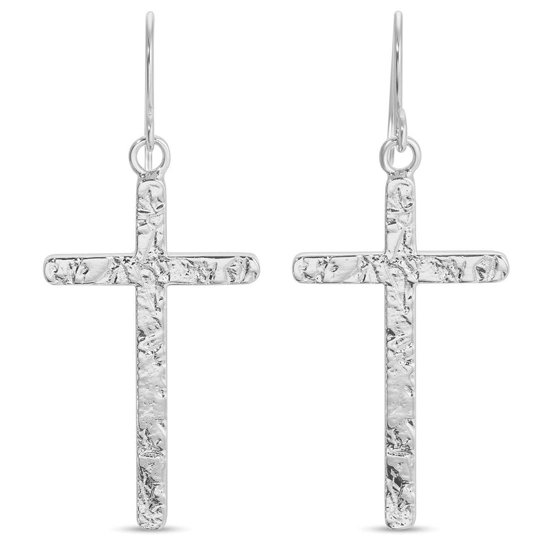 Long Gilded Cross Earrings