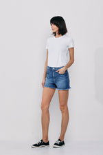 High Rise Ultra Stretch Frayed Hem Shorts - Dark