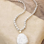 Beaded Boho White Stone Necklace