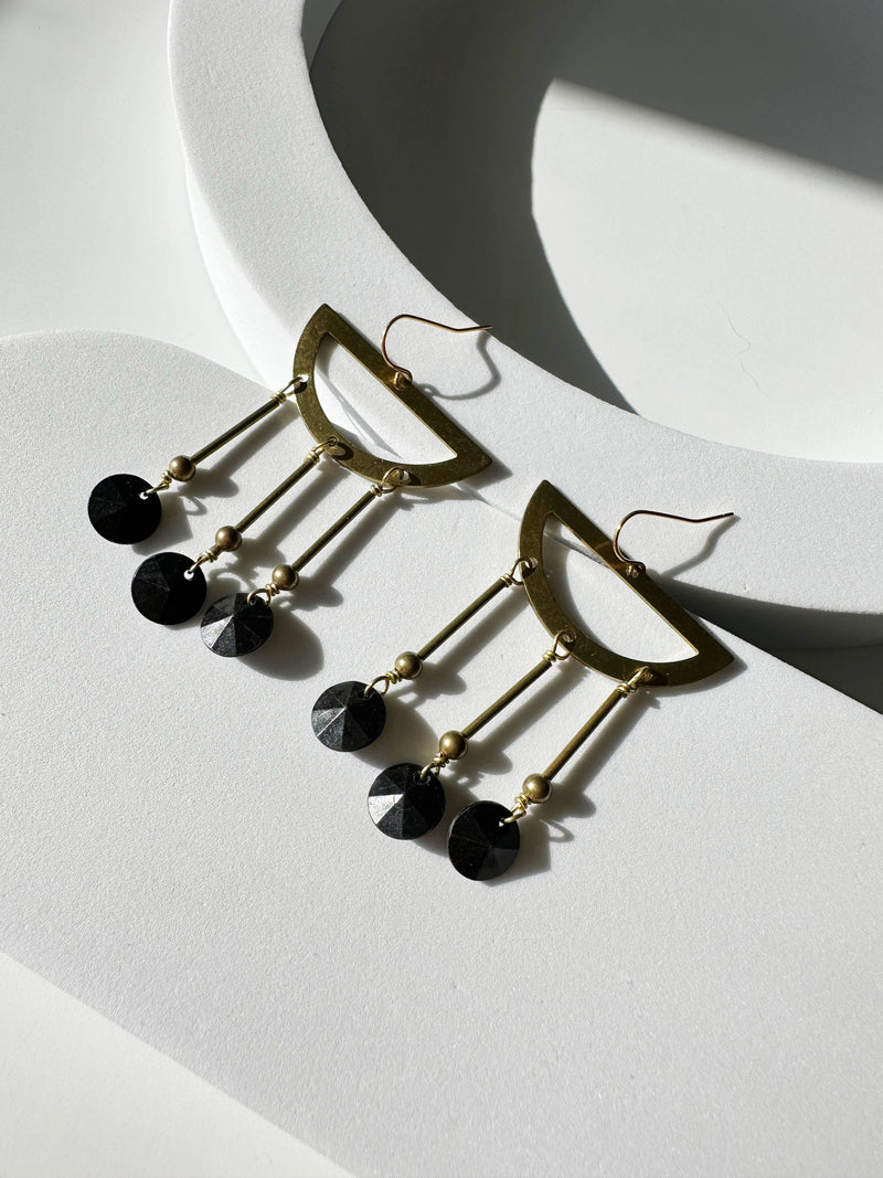 Limited Edition Statement Earrings with Vintage Black Beads