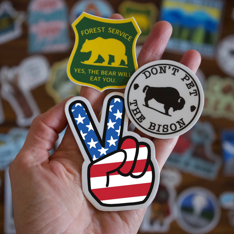 American Flag Peace Fingers Sticker | 4th of July