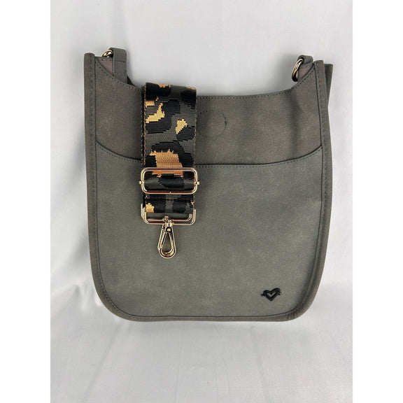 Grey Vegan Suede Messenger Bag