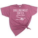 Men's GRILLING MEAT SOFTLY WITH HIS TONGS T-SHIRT