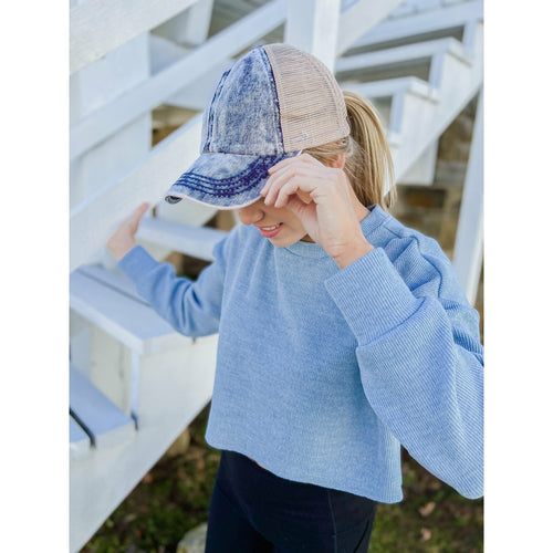 Stonewashed Mesh High Pony Cap