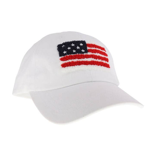 Unisex Chenille Flag Hat - White