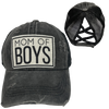 MOM OF BOYS CRISS-CROSS PONYTAIL HAT: Navy with navy mesh