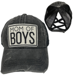 MOM OF BOYS CRISS-CROSS PONYTAIL HAT: Navy with navy mesh