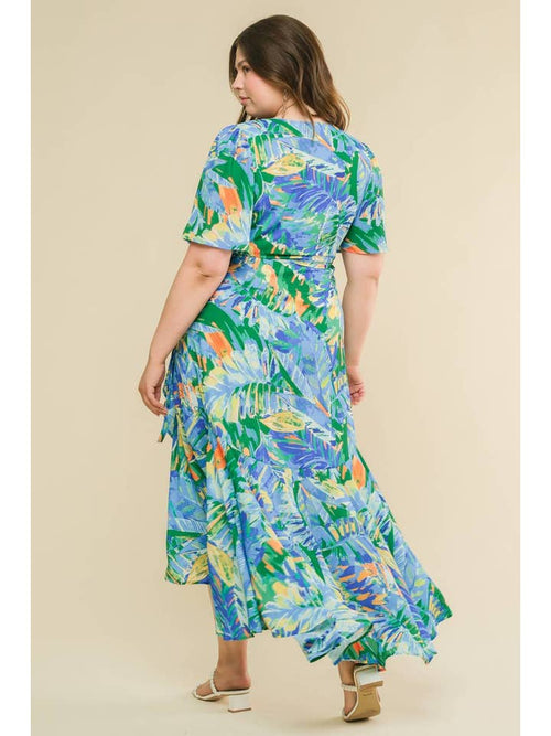 Curvy Printed Woven Hi-Lo Dress