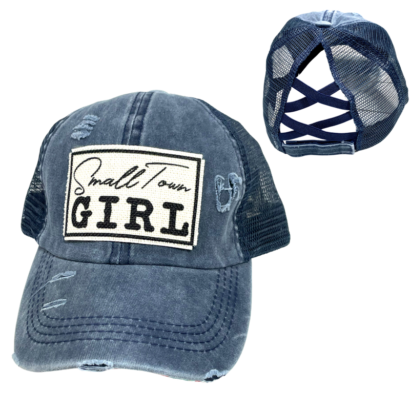 SMALL TOWN GIRL CRISS-CROSS PONYTAIL HAT