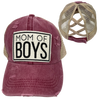 MOM OF BOYS CRISS-CROSS PONYTAIL HAT: Navy with navy mesh