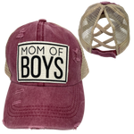 MOM OF BOYS CRISS-CROSS PONYTAIL HAT: Navy with navy mesh