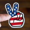 American Flag Peace Fingers Sticker | 4th of July