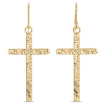 Long Gilded Cross Earrings