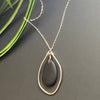 Silver Organic Hammered Hoop and Black Drop Necklace