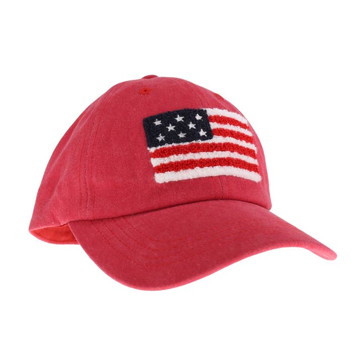 Unisex Chenille Flag Hat - Red