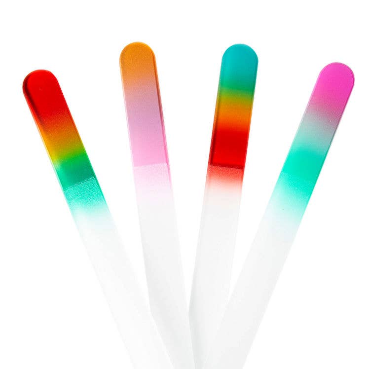 Tri-Color Pink White Aqua Glass Nail File