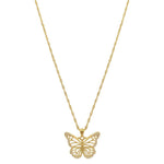 Pave Butterfly Necklace gold