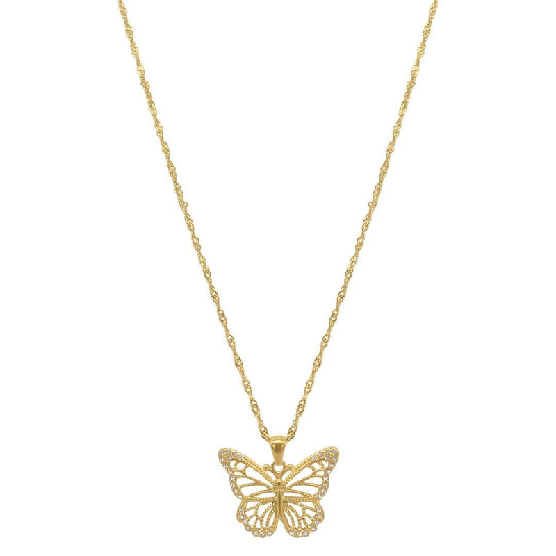 Pave Butterfly Necklace gold