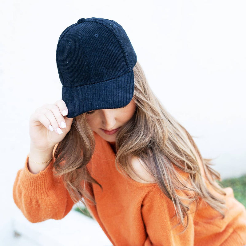 Navy Corduroy Cap