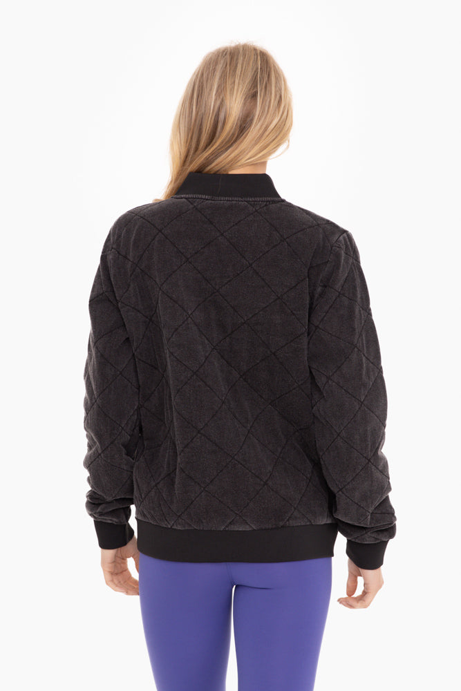 Quilted Mineral Wash Bomber Jacket
