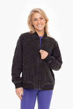 Quilted Mineral Wash Bomber Jacket