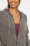 Oversized Mineral-Washed Zip-Up Hooded Jacket