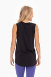 Notched Sleeveless Flowy Tank - Black