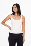 Square Neck Ribbed Tank Top - Natural