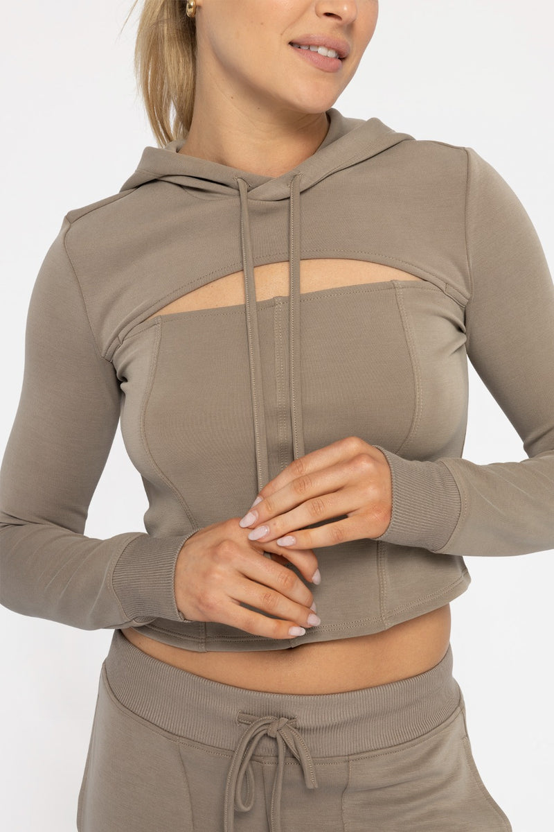 Corsetedge Statement Hoodie - Warm Grey