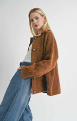 Lola Plaid Sweater Jacket - Brown