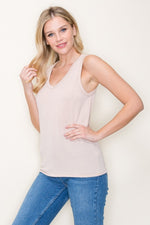 Short Sleeve V-Neck Mini Ribbed Top