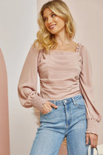 Woven Long Sleeve Chic Top