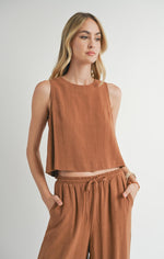 Sugarloaf Linen Tank w/ Back Buttons