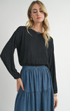 Look Up Long Sleeve Elastic Hem Knit Top