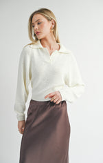 Scarlet Collared Sweater -Ivory