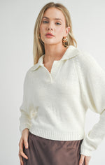 Scarlet Collared Sweater -Ivory