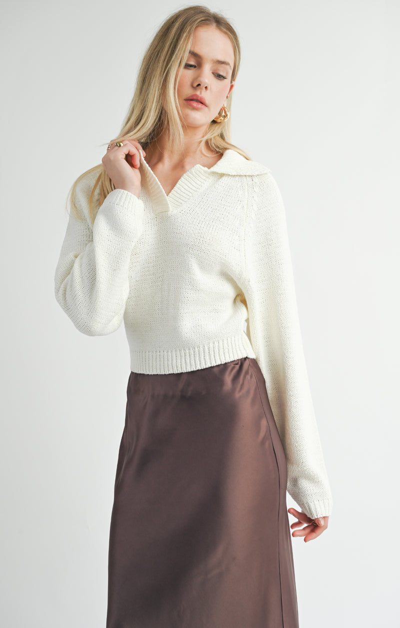 Scarlet Collared Sweater -Ivory