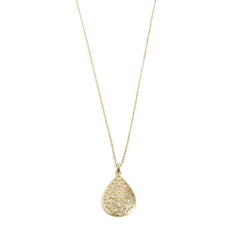 Gold Flower Drop Necklace