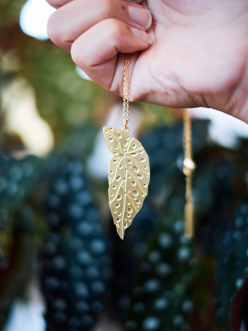 Polka Dot Begonia Leaf Necklace