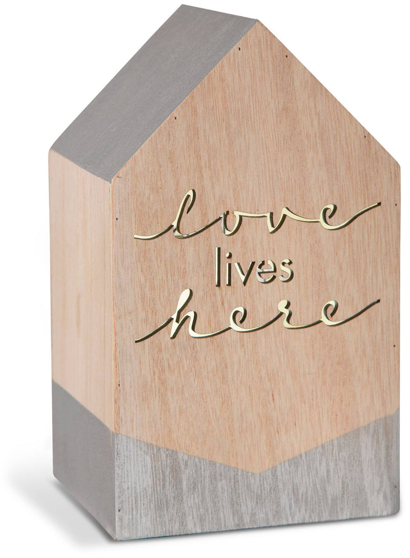 Love Lives Here - 8" LED Lit Wooden House