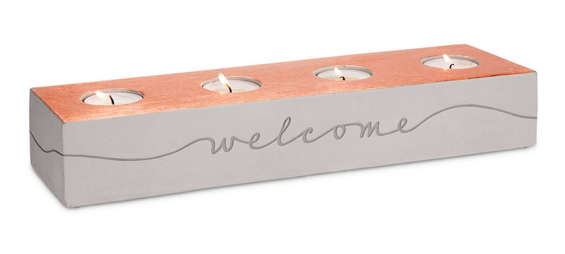 Friends Welcome - Cement Candle Holder