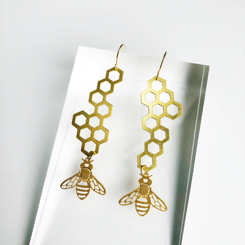 Honeybee & Honeycomb Earrings