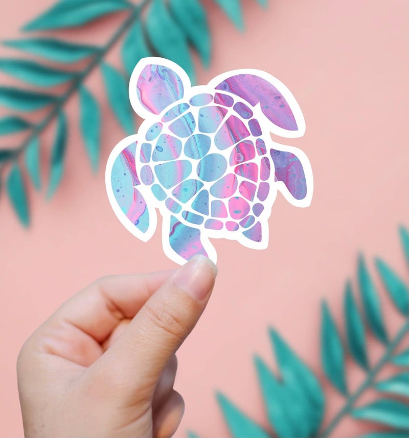 Watercolor Marble Turtle Sticker